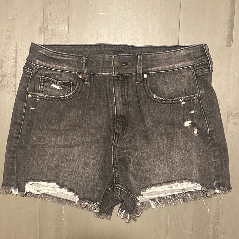 Dip Charcoal Distressed Denim Shorts